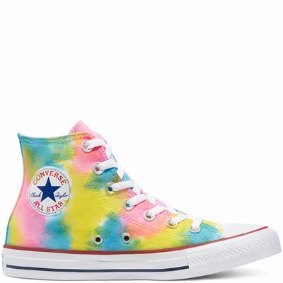 Férfi Converse Tie Dye Chuck Taylor All Star Magasszárú Cipő CO7905834 Rózsaszín/Sárga